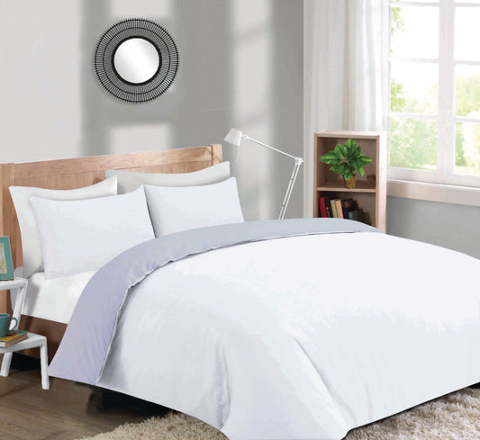 At Home Reversible Silver and White Duvet Cover Set