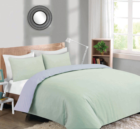 At Home Reversible Sage and White Duvet Cover Set