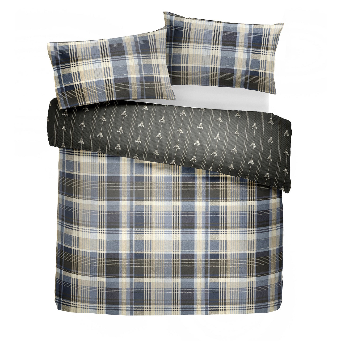Dreams & Drapes Lodge Connolly Check Charcoal Duvet Cover Set
