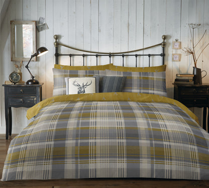 Dreams & Drapes Lodge Connolly Check Ochre Duvet Cover Set