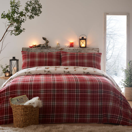 Dreams & Drapes Lodge Derwent Check Natural Duvet Cover Set