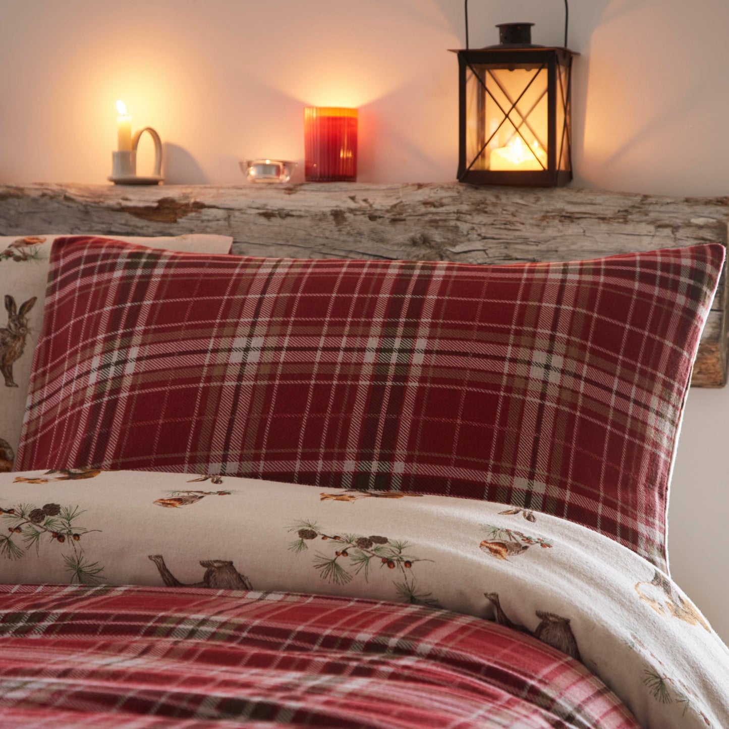 Dreams & Drapes Lodge Derwent Check Natural Duvet Cover Set