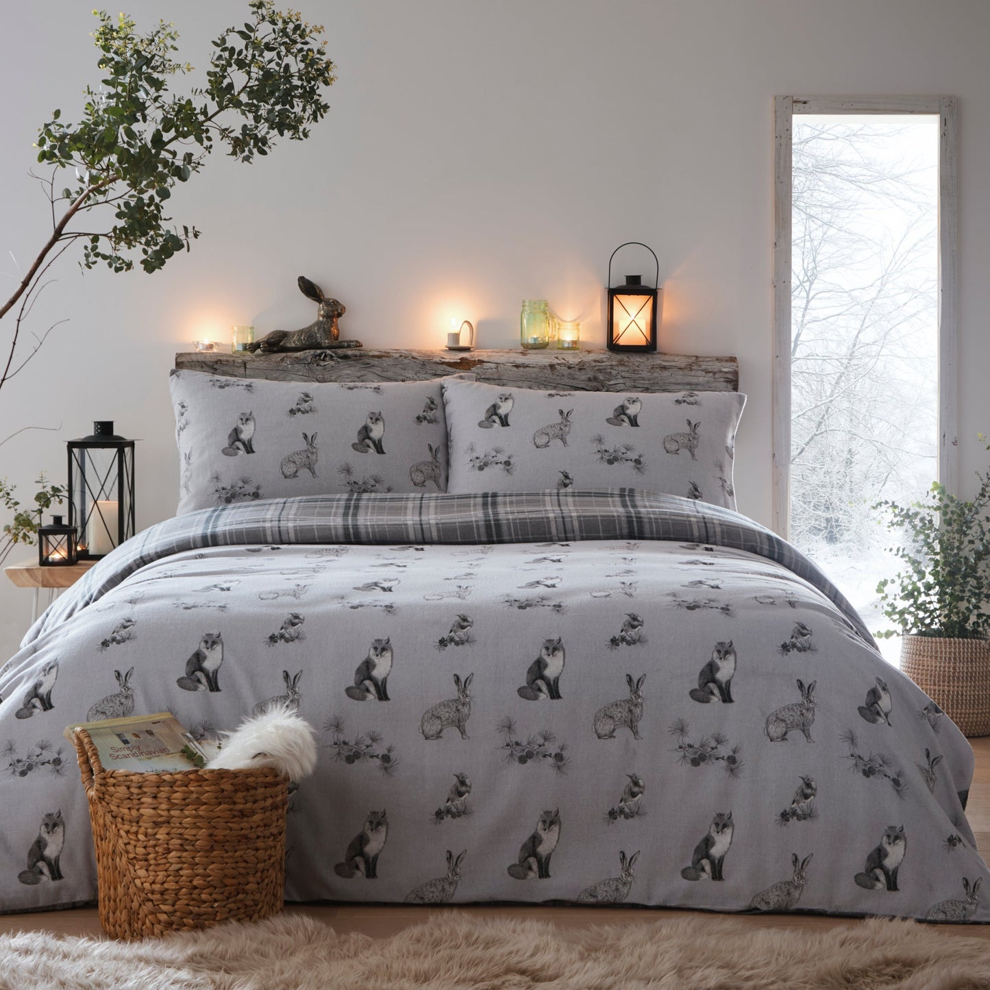 Dreams & Drapes Lodge Derwent Check Grey Duvet Cover Set