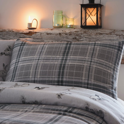 Dreams & Drapes Lodge Derwent Check Grey Duvet Cover Set