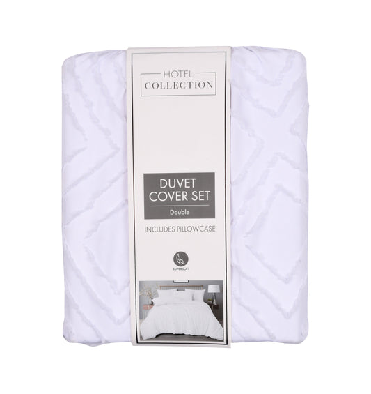 Hotel Collection Tufted Diamond White Double Duvet Set