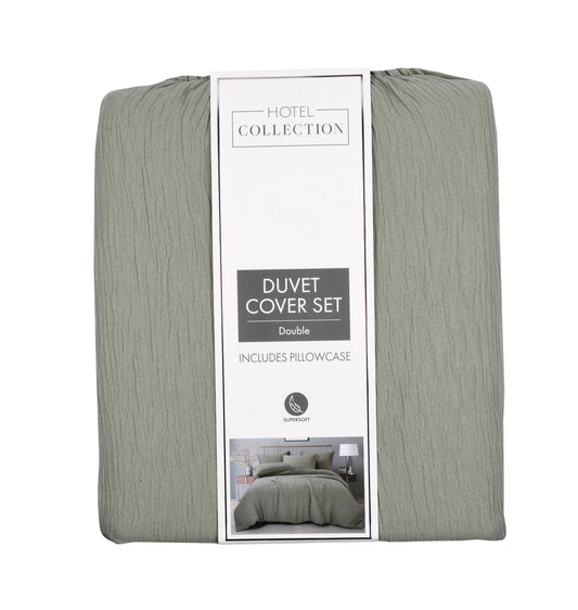 Hotel Collection Muslin Sage Double Duvet Set