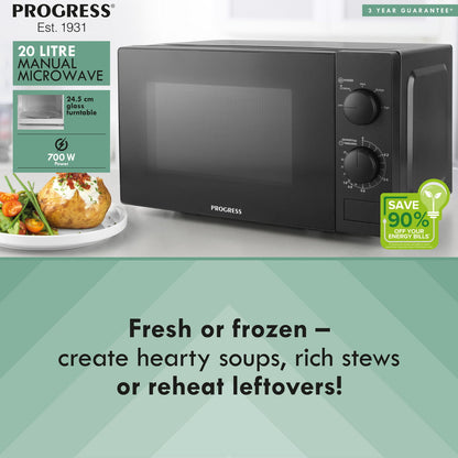 Progress Manual 700W Black Microwave