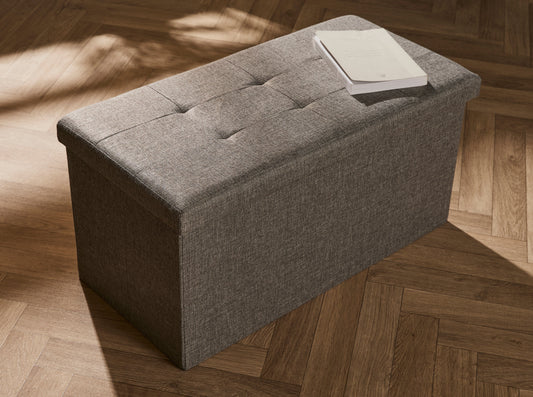 Dark Grey Large Textured Ottoman