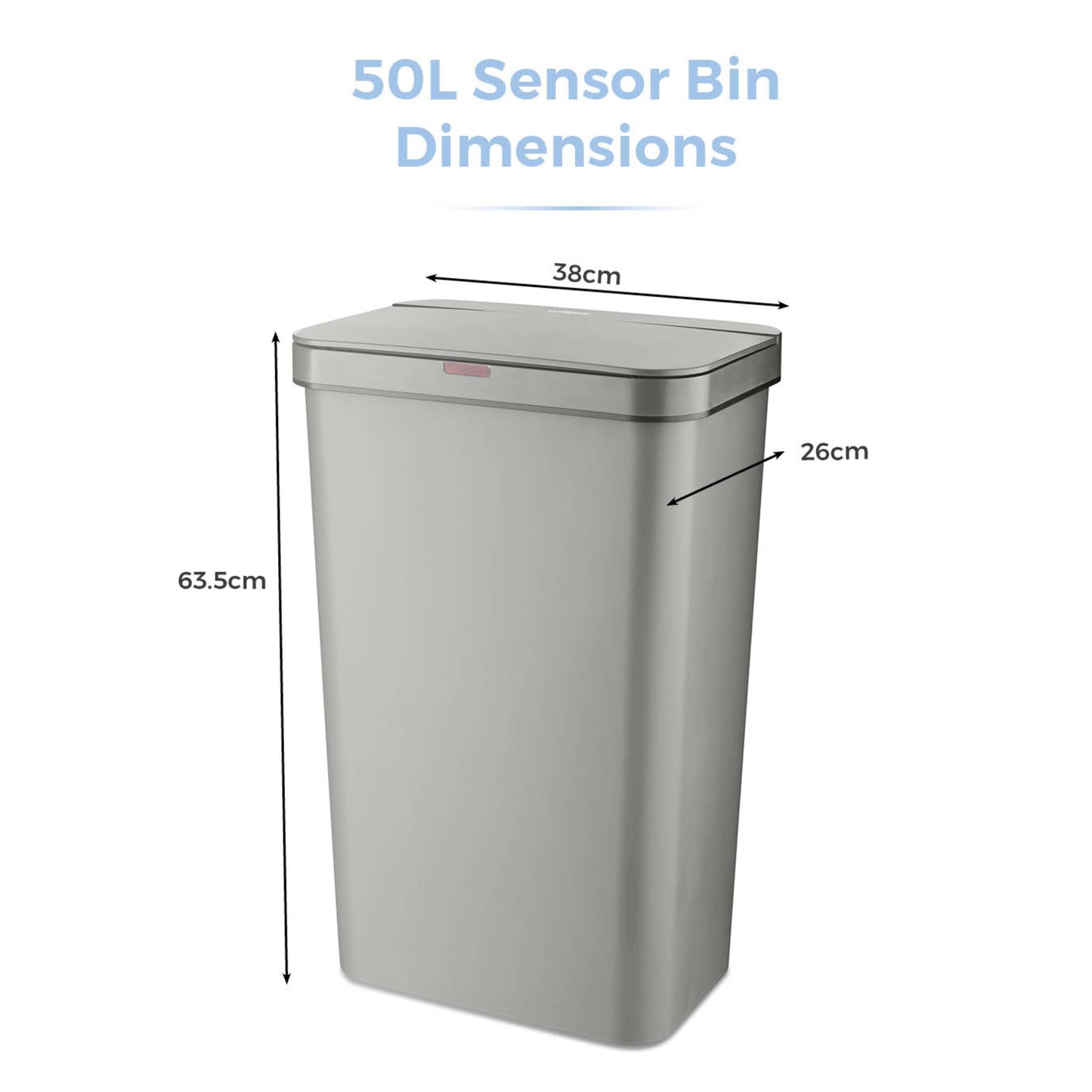 Tower 50L Grey Rectangular Sensor Bin