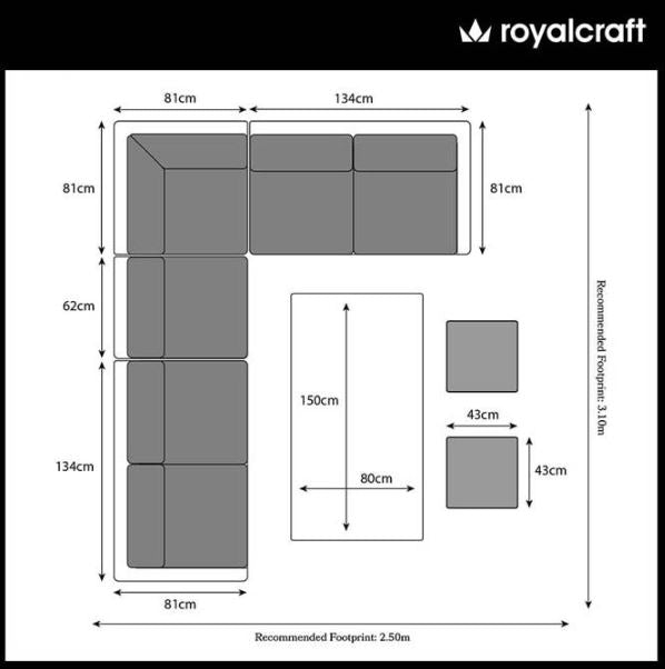 Royalcraft Paris 7 Piece Deluxe Modular Corner Dining Set