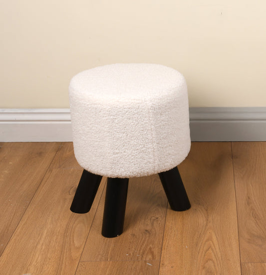 Boucle White Foot Stool