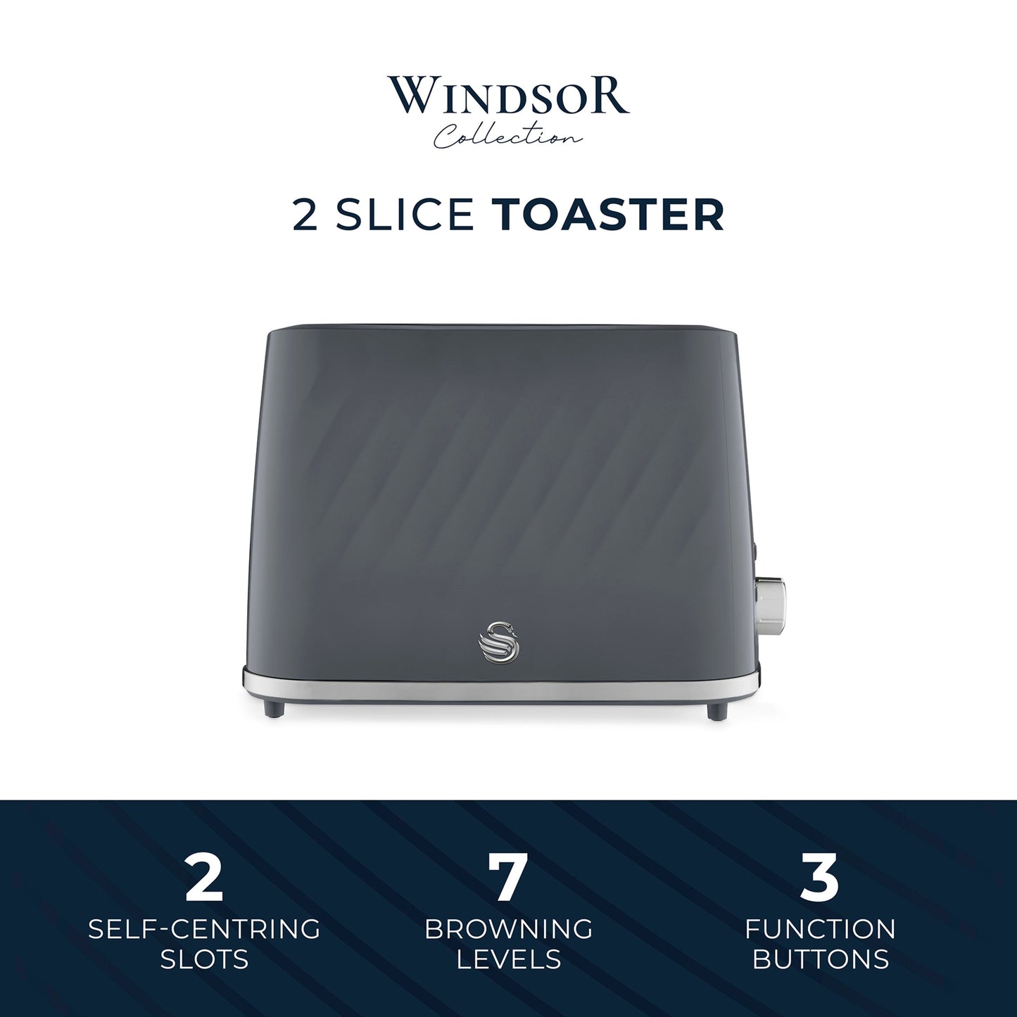 Swan Windsor Textured 2 Slice Toaster