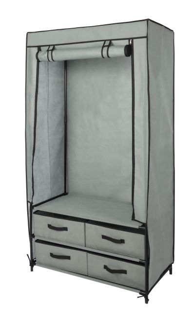 Canvas Wardrobe with 4 Drawers