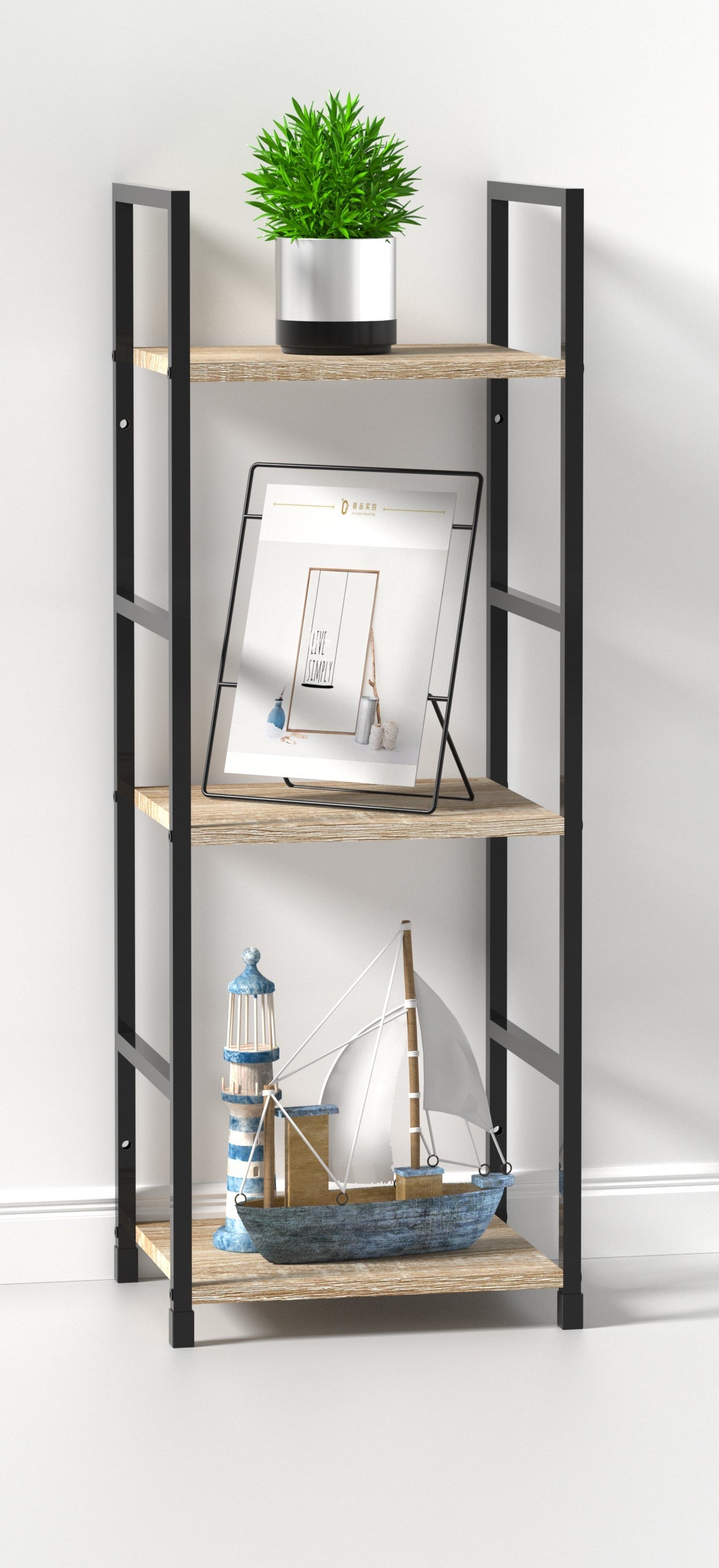 Industrial Metal 3 Tier Narrow Shelf