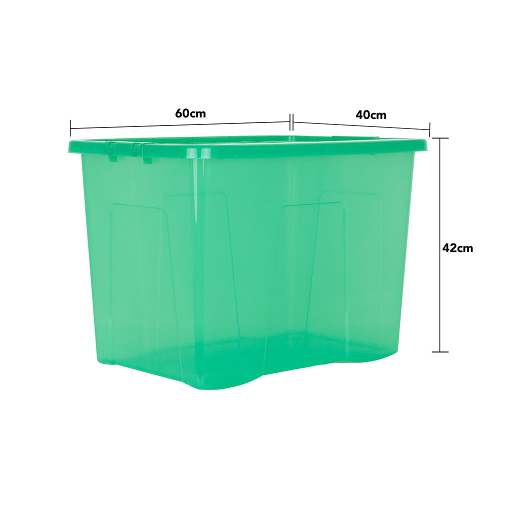 Pack of 4 Wham Crystal 80L Tinted Green Box and Lid
