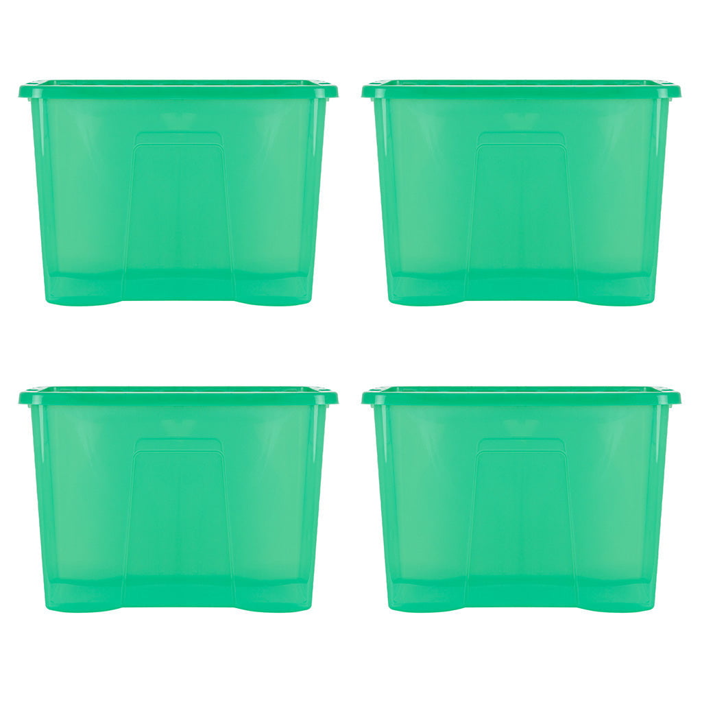 Pack of 4 Wham Crystal 80L Tinted Green Box and Lid