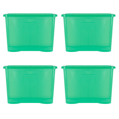 Pack of 4 Wham Crystal 80L Tinted Green Box and Lid