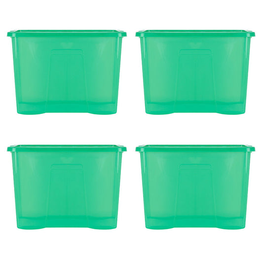 Pack of 4 Wham Crystal 80L Tinted Green Box and Lid