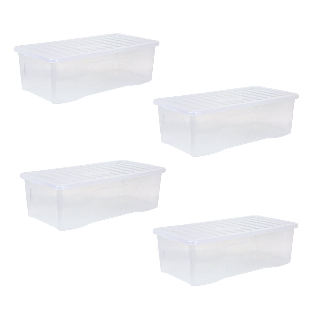Crystal Pack of 4 62L Box and Lid Clear