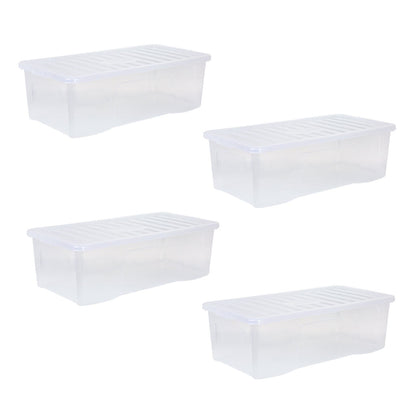 Crystal Pack of 4 62L Box and Lid Clear