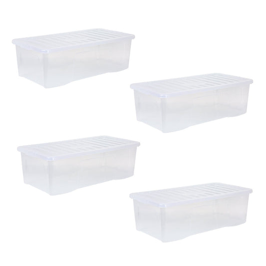 Crystal Pack of 4 62L Box and Lid Clear