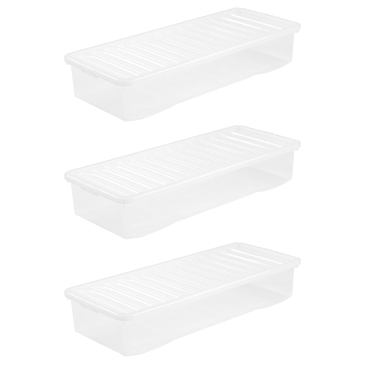 Crystal Pack of 3 55L Box and Lid Clear