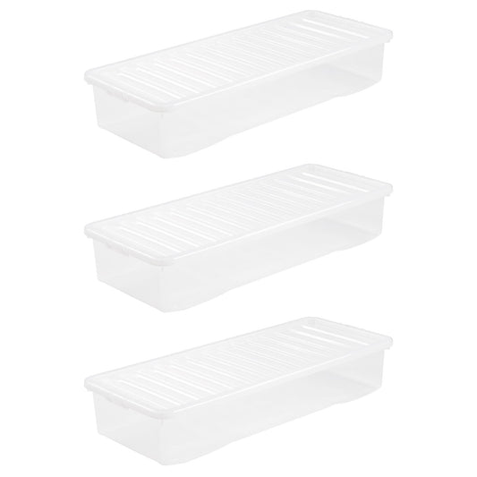 Crystal Pack of 3 55L Box and Lid Clear