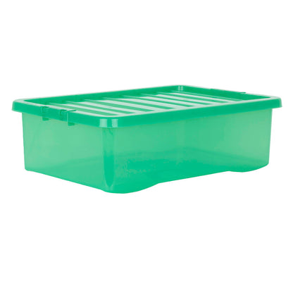 Pack of 5 Wham Crystal 32L Tinted Green Box and Lid