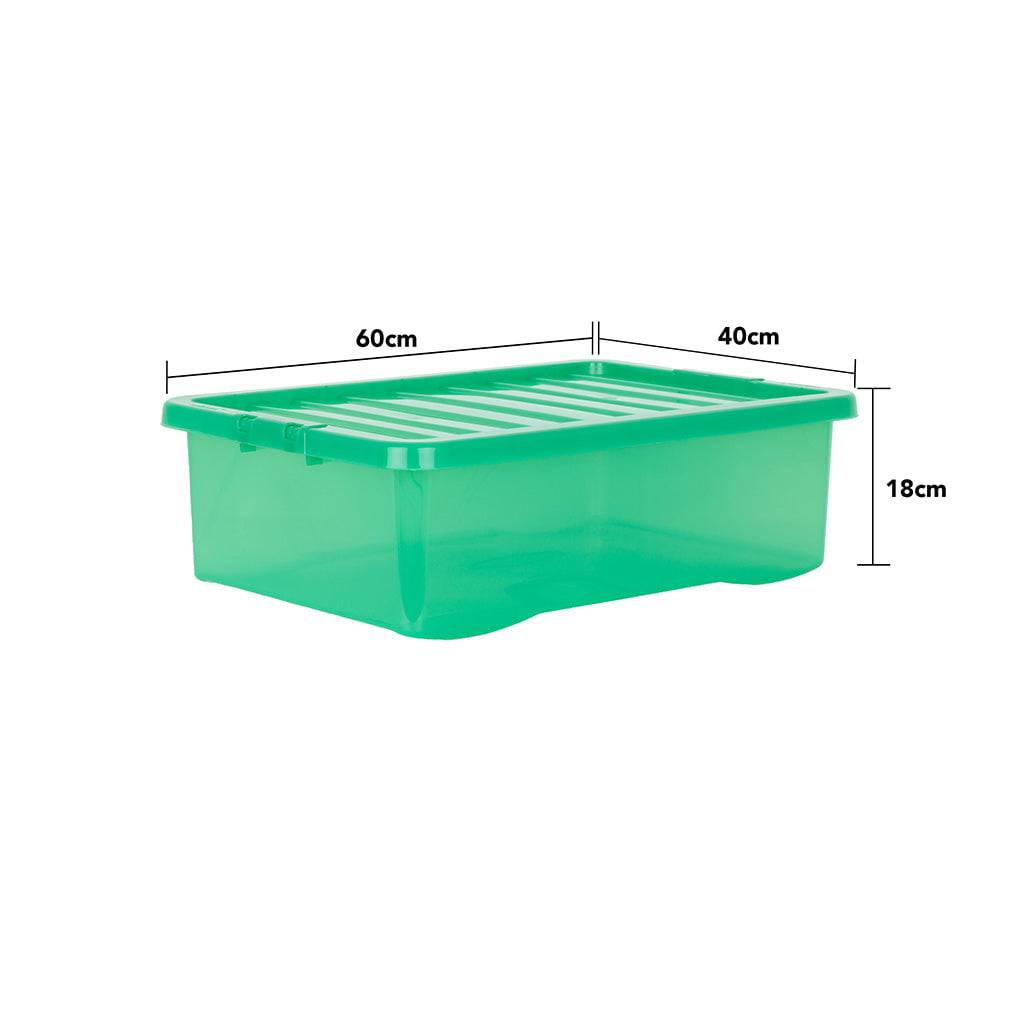 Pack of 5 Wham Crystal 32L Tinted Green Box and Lid