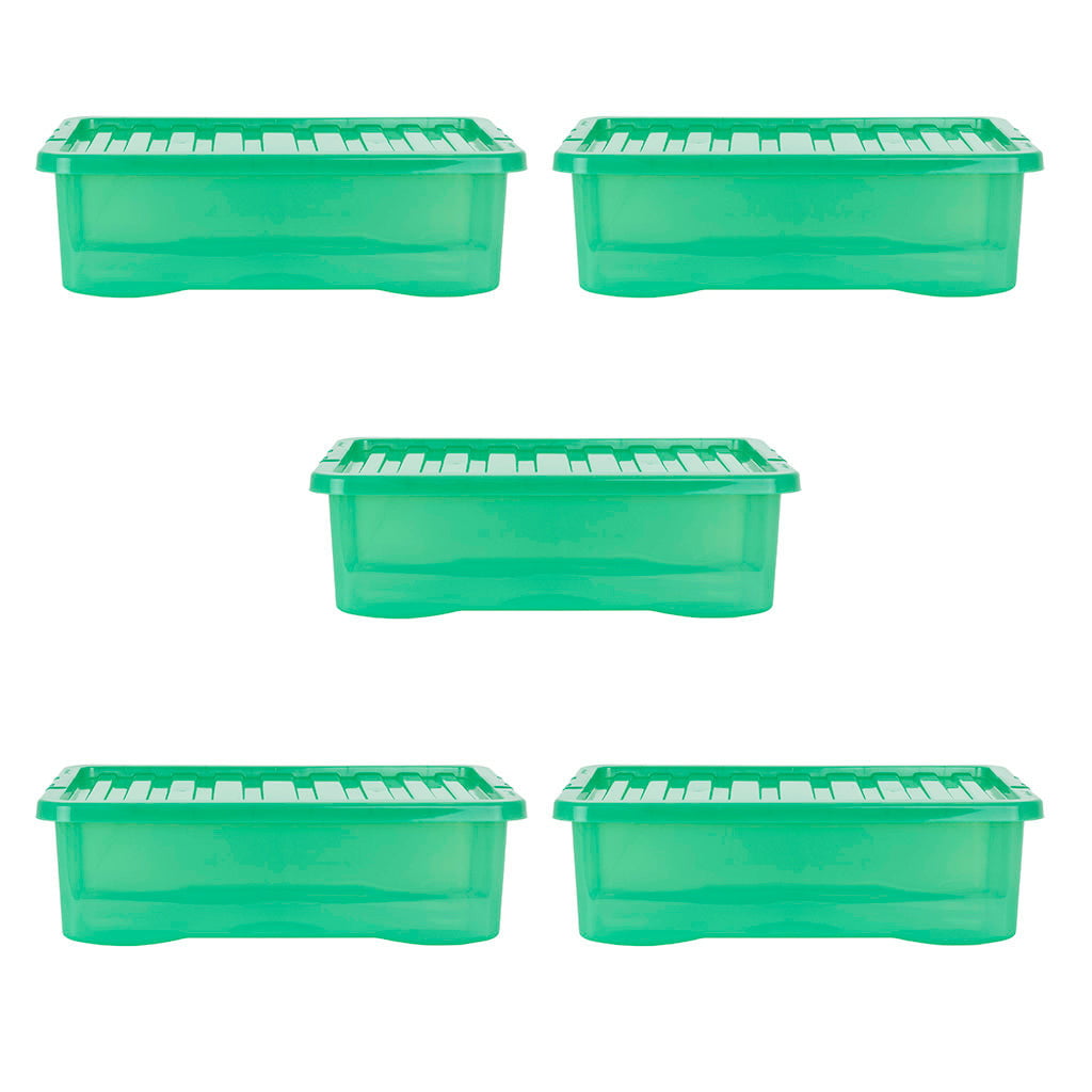 Pack of 5 Wham Crystal 32L Tinted Green Box and Lid
