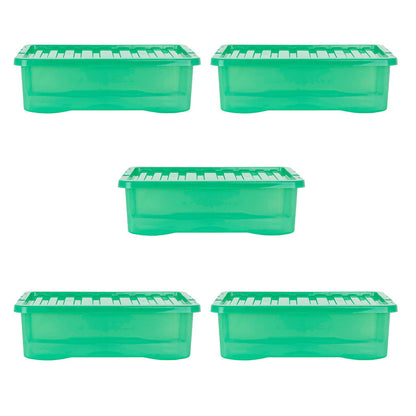 Pack of 5 Wham Crystal 32L Tinted Green Box and Lid