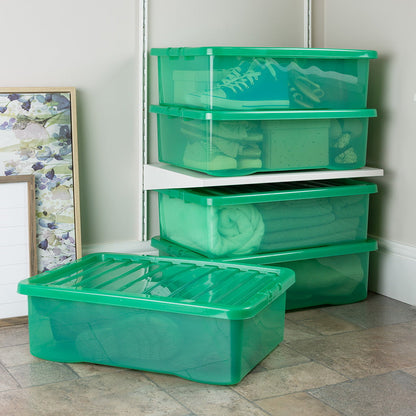 Pack of 5 Wham Crystal 32L Tinted Green Box and Lid