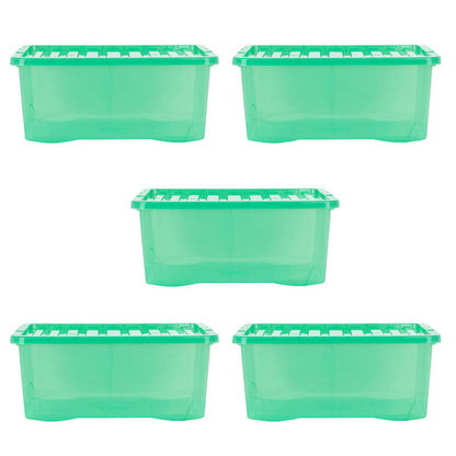 Pack of 5 Wham Crystal 45L Tinted Green Box and Lid