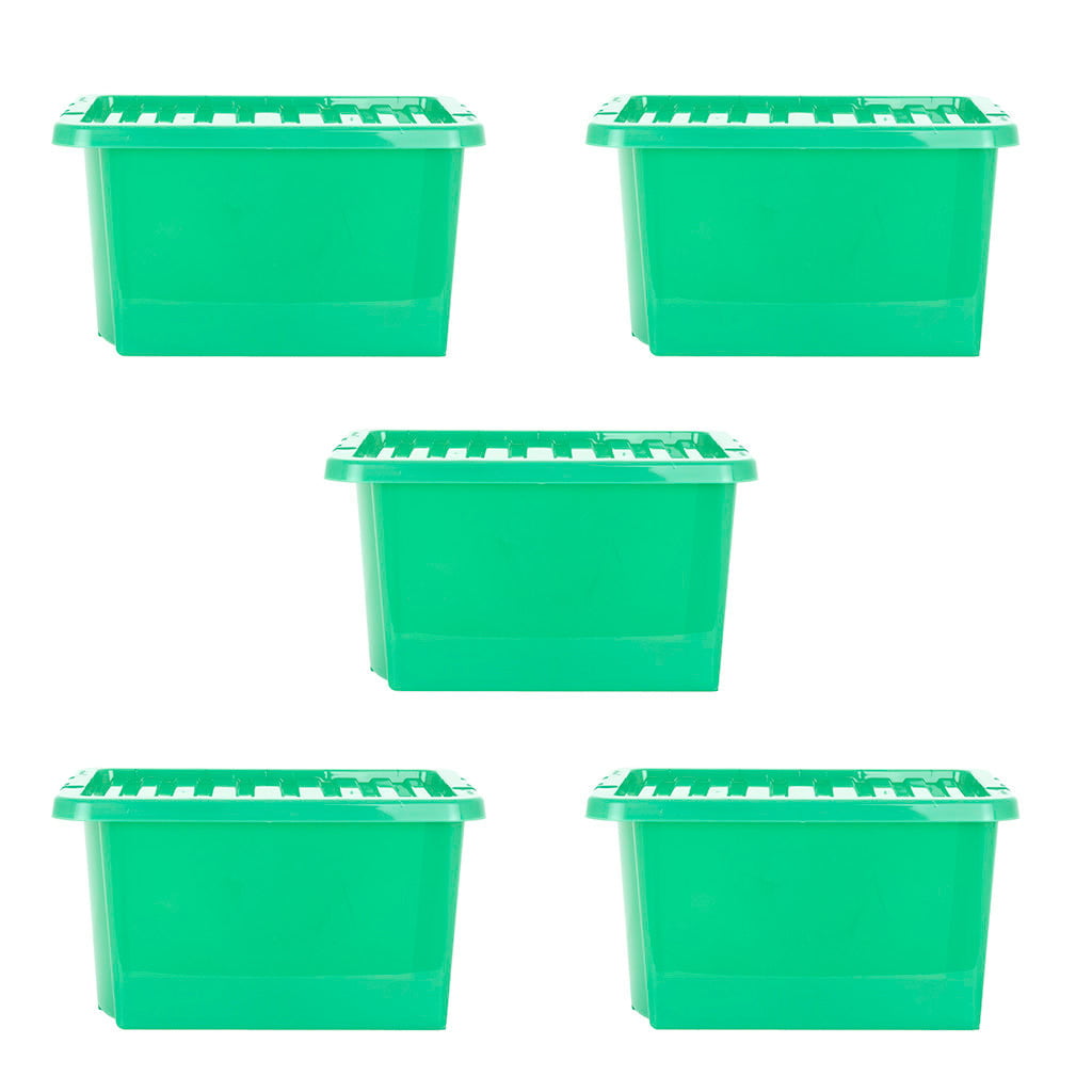 Pack of 5 Wham Crystal 28L Tinted Green Box and Lid