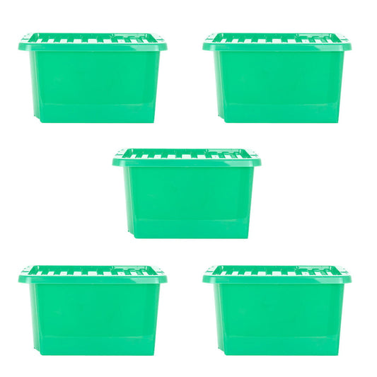 Pack of 5 Wham Crystal 28L Tinted Green Box and Lid