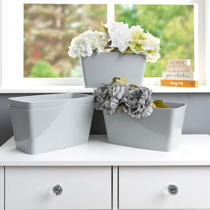 Studio Pack of 4 30cm Cool Grey Rectangular Planter