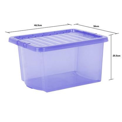 Pack of 5 Wham Crystal 28L Tinted Blue Box and Lid