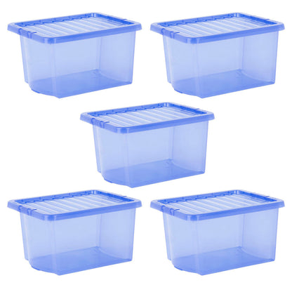 Pack of 5 Wham Crystal 28L Tinted Blue Box and Lid