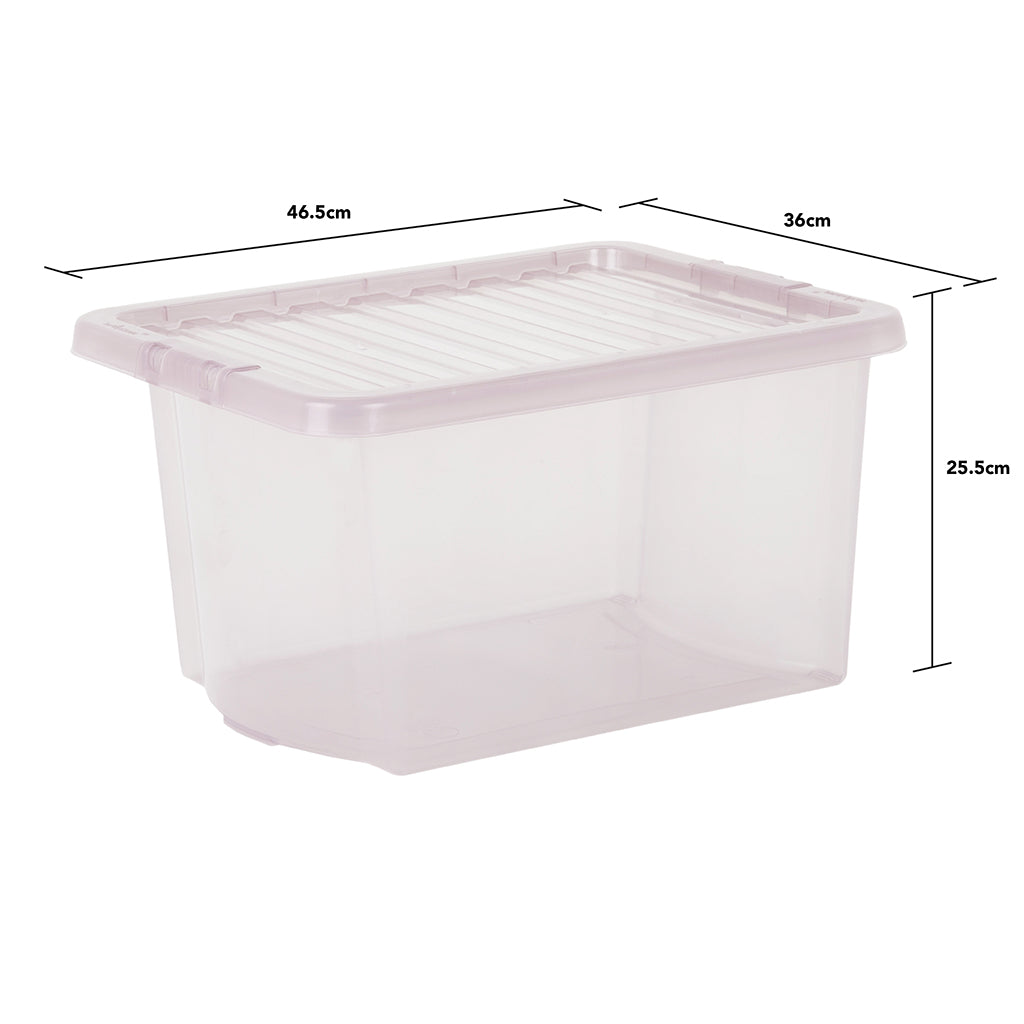 Pack of 5 Wham Crystal 28L Tinted Pink Box and Lid
