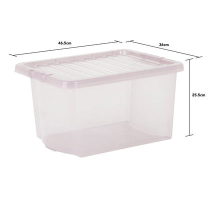 Pack of 5 Wham Crystal 28L Tinted Pink Box and Lid