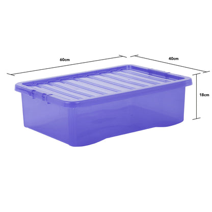 Pack of 5 Wham Crystal 32L Tinted Blue Box and Lid