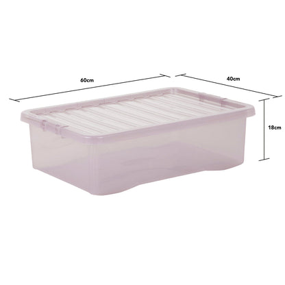 Pack of 5 Wham Crystal 32L Tinted Pink Box and Lid