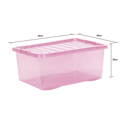 Pack of 5 Wham Crystal 45L Tinted Pink Box and Lid