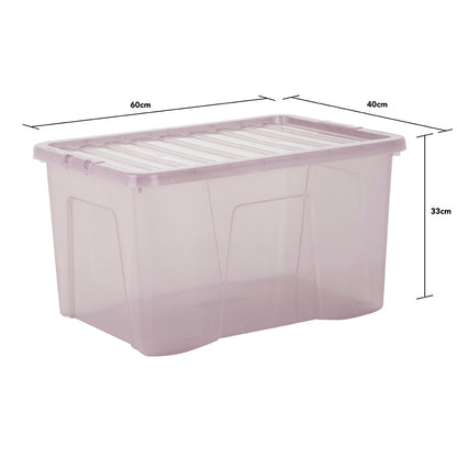 Pack of 5 Wham Crystal 60L Tinted Pink Box and Lid