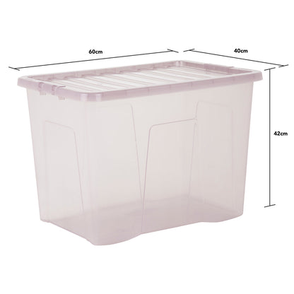 Pack of 4 Wham Crystal 80L Tinted Pink Box and Lid