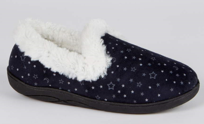 Padders Women's Navy Moon Star Slippers