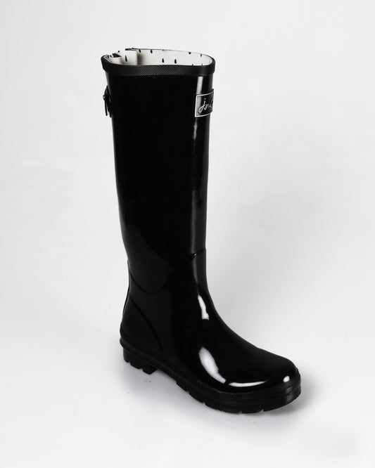 Joules Women's Gloss Black Field Wellington Boots