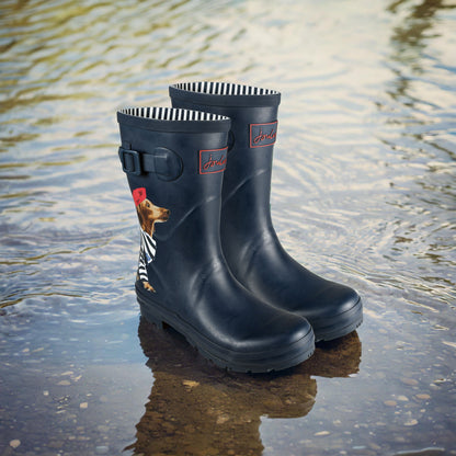 Joules Women's Mid Dog Black Wellies