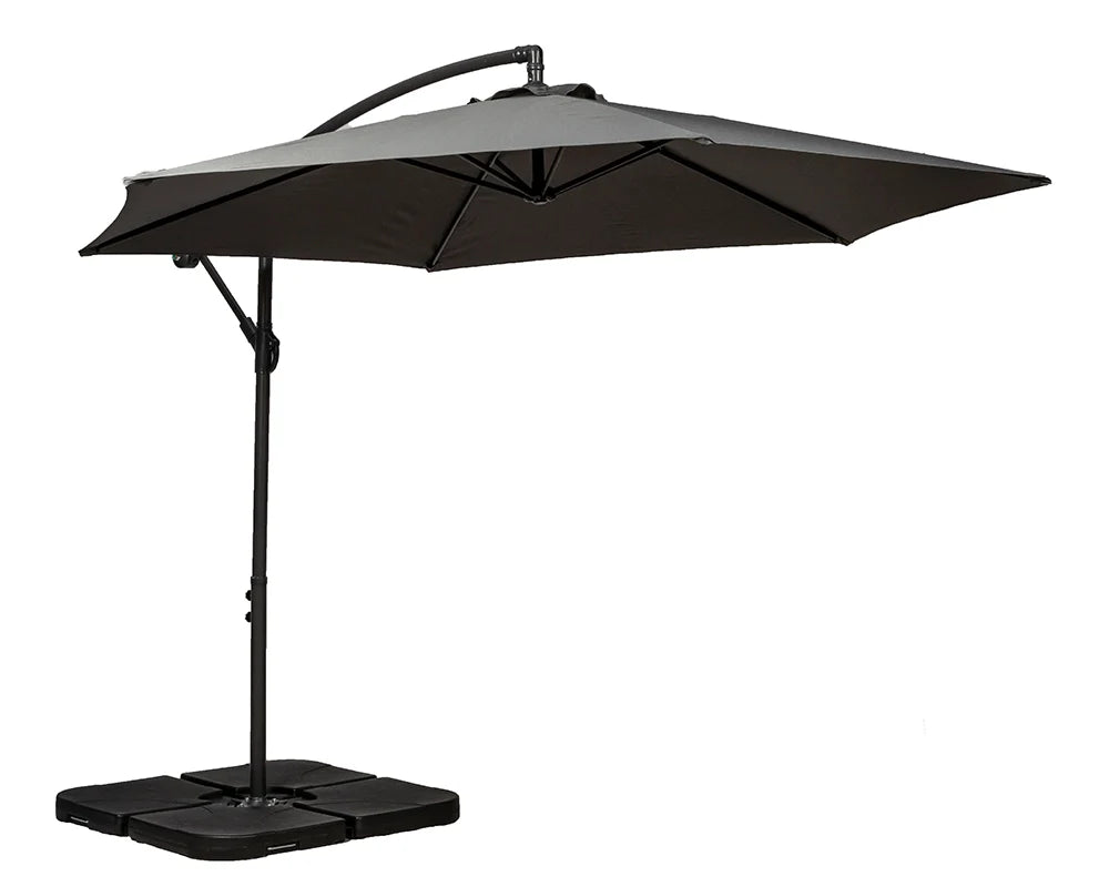 Royalcraft Grey 3m Standard Cantilever Powder Coated Parasol with Cross Stand
