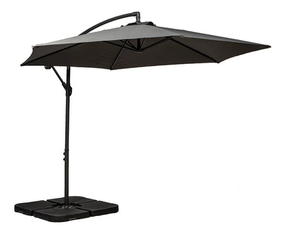 Royalcraft Grey 3m Standard Cantilever Powder Coated Parasol with Cross Stand